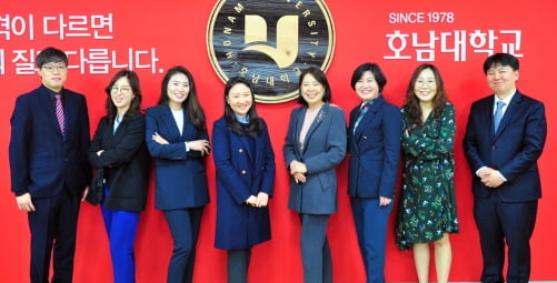 호남대가 4차산업혁명시대를 맞아 다양한 분야에서 올해 초빙한 교수들(사진 왼쪽부터 이준석, 고윤정, 남지연, 김신정, 송기희, 배미경, 임세정, 최선오 교수)/사진제공=호남대학교