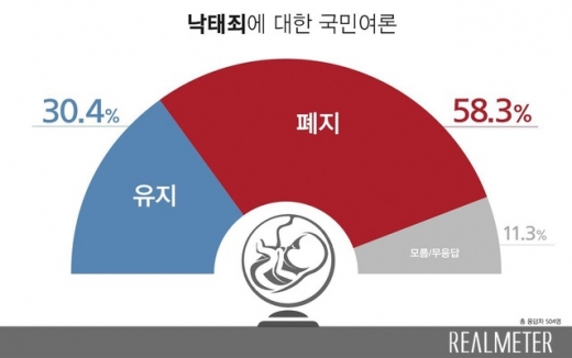 낙태죄에 대한 국민여론. /자료=리얼미터 제공