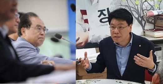 오거돈 부산시장과 장제원 국회의원(오른쪽)/사진=김동기 기자