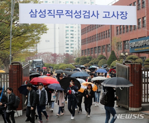14일 오전 서울 강남구 단국대학교 사범대학교 부속고등학교에서 열린 삼성 직무적성검사(GSAT)에 응시한 취업준비생들이 시험을 마치고 시험장을 나서고 있다. 삼성그룹 직무적성검사인 GSAT는 전국 5대 도시(서울, 부산, 대구, 광주, 대전)와 미국 2개 도시(뉴욕, 로스엔젤레스)에서 실시됐다. /사진=뉴시스 DB