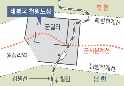 태봉국 철원도성 위치도. 