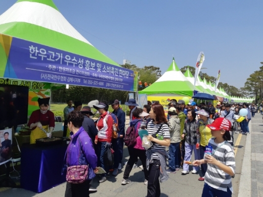 지난해 가야문화축제 행사에서 진행된 지역 축산물 홍보./사진제공=김해시