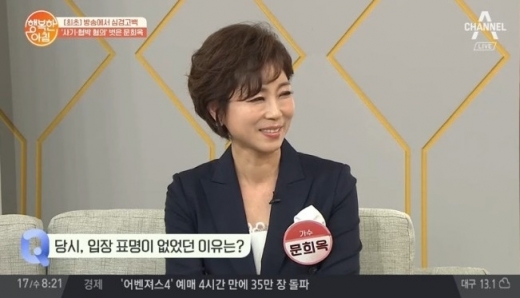 문희옥 심경. /사진=행복한 아침 방송캡처