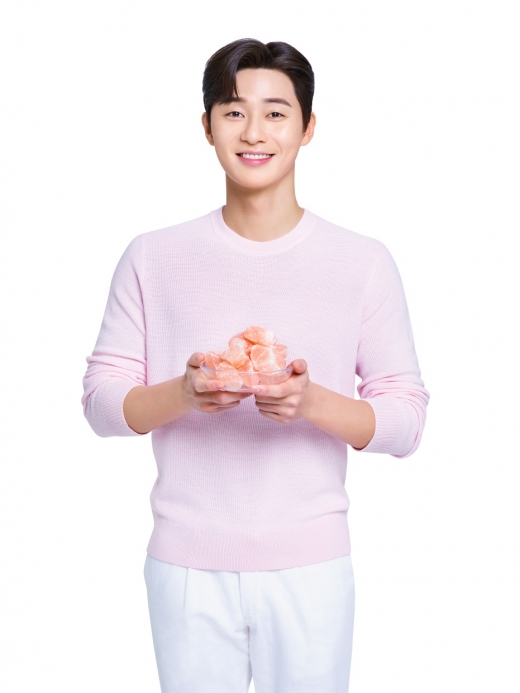 오랄케어 브랜드 모델로 선정된 배우 박서준이 히말라야 핑크솔트 암염을 들고 있다./사진=LG생활건강