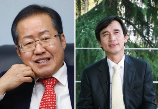 홍준표 자유한국당 전 대표(왼쪽)와 유시민 작가가 5월 중 공동방송을 추진한다. /사진=뉴시스