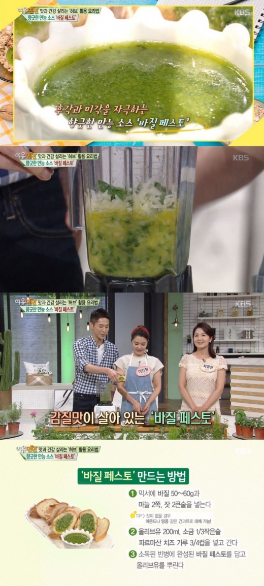 바질페스토 만드는 법. /사진=KBS 2TV'그녀들의 여유만만' 방송캡처