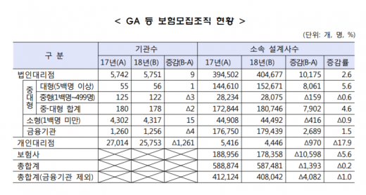 보험모직조직 현황./자료=금융감독원