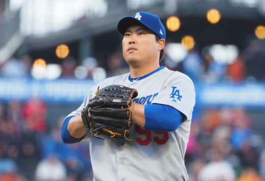 2일(한국시간) 미국 캘리포니아주 오라클 파크에서 열린 2019 미국메이저리그(MLB) 샌프란시스코 자이언츠전에 선발 투수로 나서 뛰어난 피칭을 선보인 LA 다저스의 투수 류현진. /사진=로이터