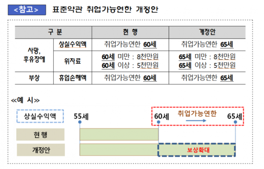 자동차 보험료 가동연한./자료=금융감독원