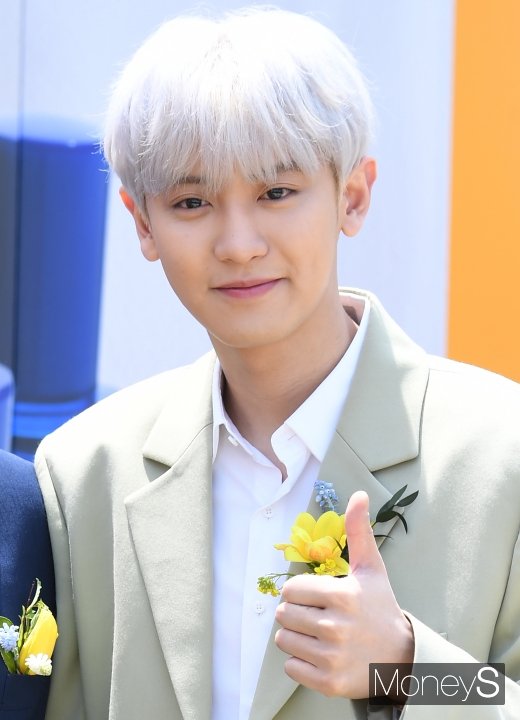 [머니S포토] 엑소 찬열, 햇살에 빛나는 은빛 헤어