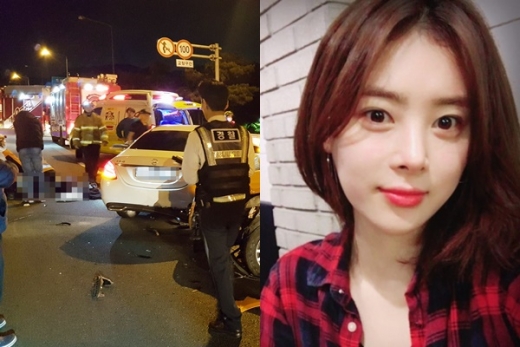 인천공항고속도로 사고 현장(왼쪽)과 이 사고로 사망한 배우 한지성. /사진=인천소방본부, 한지성 인스타그램