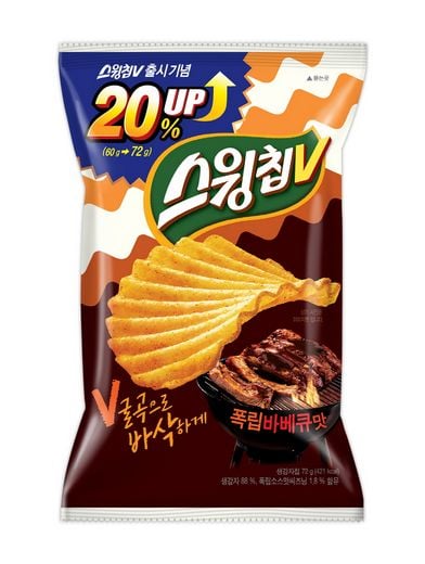 오리온, ‘스윙칩V 폭립바베큐맛’ … 달콤 짭쪼름한 폭립바베큐맛 소스로 진한 풍미 선사