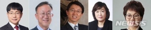 신임 청와대 김영식 법무비서관(왼쪽부터), 석종훈 중소벤처비서관, 박영범 농해수비서관, 홍승아 여성가족비서관, 권향엽 균형인사비서관. /사진=청와대 제공