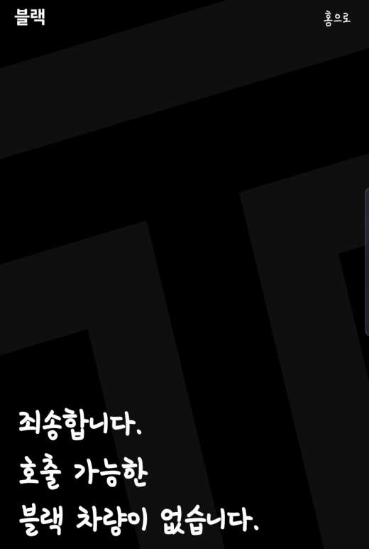 카카오택시 오류. /사진=카카오택시 애플리케이션 화면 캡처