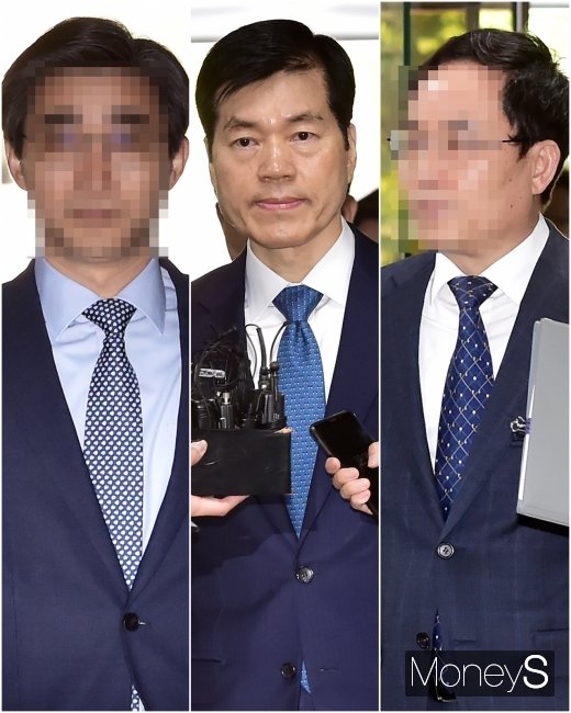 ▲ 왼쪽부터 김모 삼성전자 사업지원TF(태스크포스) 부사장, 김태한 삼성바이오로직스 대표이사, 박모 삼성전자 인사팀 부사장