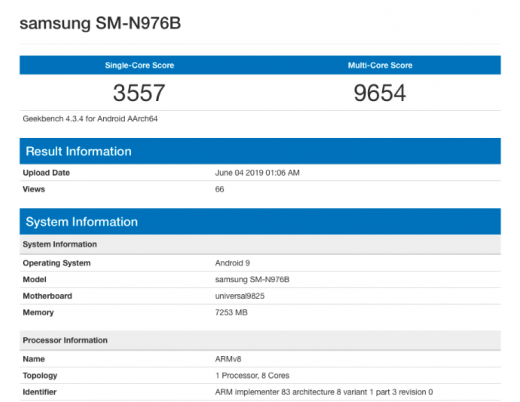 SM-N976B 벤치마크 점수. /사진=긱벤치