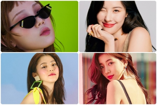 이성경, 선미, 수지, 한소희(위쪽 왼쪽부터 시계방향)./사진=더블유코리아, 코스모폴리탄, 수지앨범 표지, 폴스부띠끄
