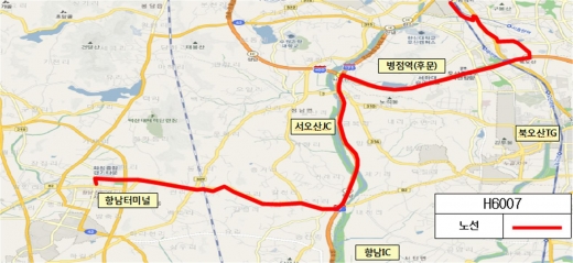 화성시청 병점역 무정차 버스 노선도. / 자료제공=화성시
