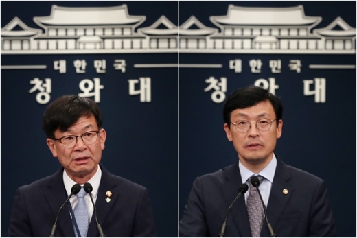 김상조 신임 청와대 정책실장(왼쪽)과 이호승 신임 경제수석. /사진=뉴스1