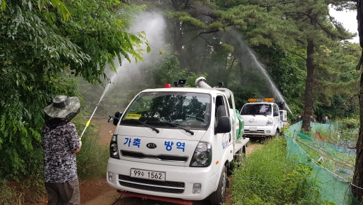 돌발해충 방제작업. / 사진제공=의왕시