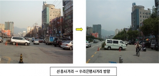 성남시(시장 은수미)는 오는 12월까지 수정구 탄리로와 중원구 둔촌대로 3구간의 왕복 2.4㎞ 공중에 거미줄처럼 얽혀 있는 전선을 지중화한다. / 사진제공=성남시