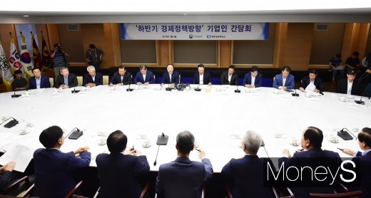 [머니S포토] 주요 대기업·상의회장단 앞에 선 홍남기 부총리