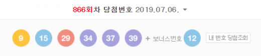 로또 866회차 당첨번호. /사진=네이버 캡처