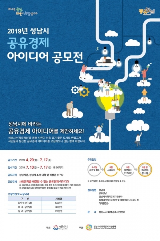 성남시(시장 은수미)는 오는 7월 10일부터 17일까지 공유경제에 관한 시민 아이디어를 공모한다. / 자료제공=성남시