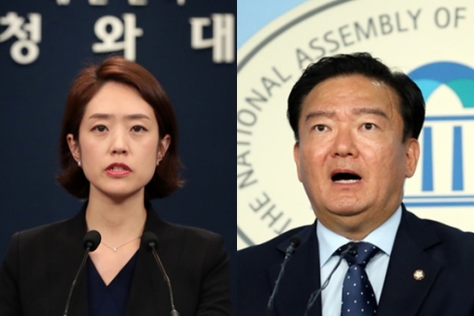 고민정 청와대 대변인(왼쪽)과 민경욱 자유한국당 대변인. /사진=뉴스1