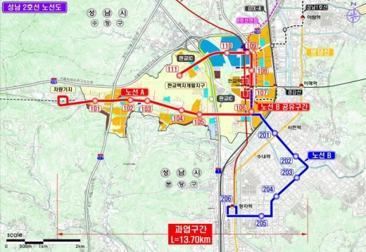 성남 2호선 노선도. / 사진제공=성남시