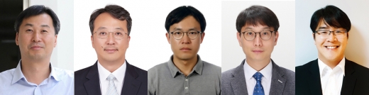 (왼쪽부터)윤태식 명지대 교수, 김태경 홍익대 교수, 김휘 고려대 세종캠퍼스 교수, 김창석 부산대 교수, 유용상 KIST 교수 /사진=삼성전자