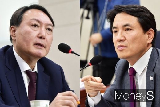 윤석열 검찰총장 후보자(왼쪽)와 김진태 자유한국당 의원. /사진=임한별 기자