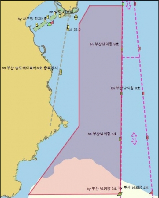 송도해수욕장 인근 남외항 대기정박지 조정./사진제공=부산해양수산청 