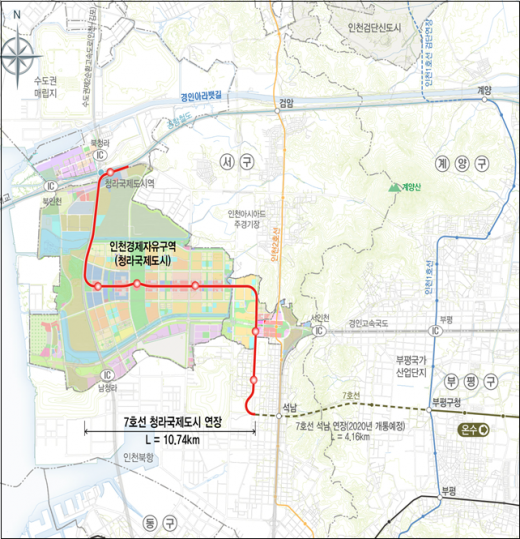 서울 7호선 청라국제도시 연장이 2년 앞당겨 2027년 상반기에 개통된다. /사진제공=인천광역시청