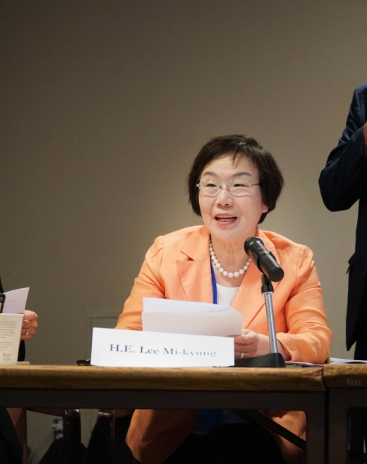 HLPF 분쟁취약국 SDG16 콘퍼런스서 발언하는 이미경 코이카 이사장. /사진=코이카