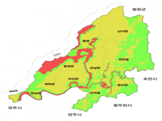 연천 임진강 생물권 보전지역 지정 현황. 자료제공=경기도