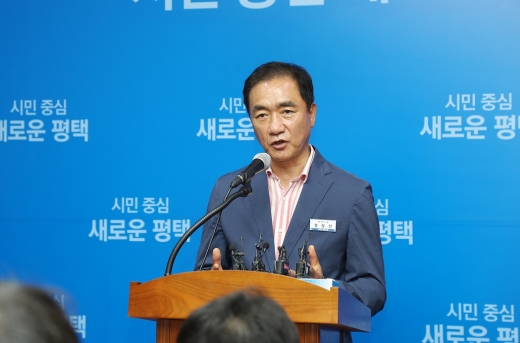 정장선 평택시장이 22일 미세먼지 저감 위한 강한 의지 피력하고 있다. / 사진제공=평택시 