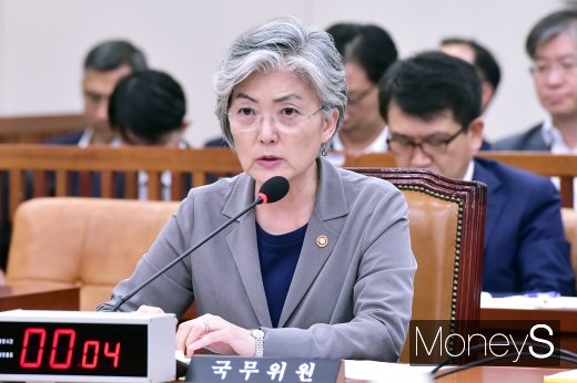 [머니S포토] 질의에 답하는 강경화 외교 장관
