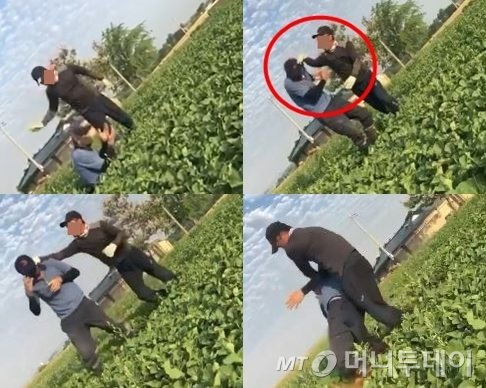 외국인 노동자 폭행 모습. /사진=머니투데이(영상 캡처)     