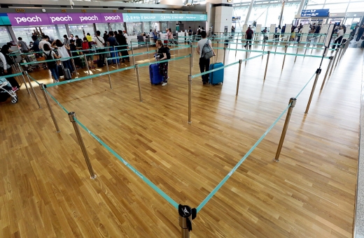 썰렁한 모습의 인천국제공항 일본행 출국장. /사진=뉴스1 박세연 기자