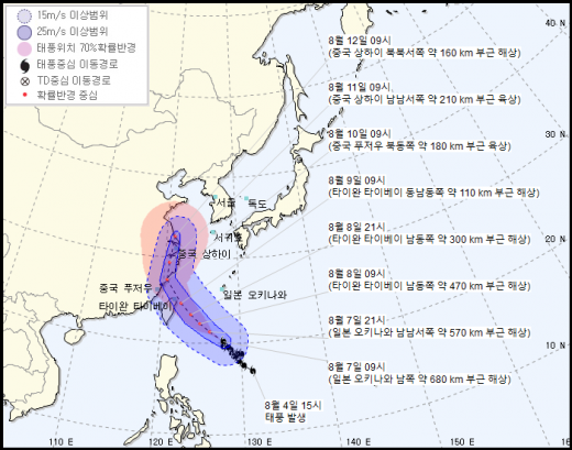 제9호 태풍 '레끼마(LEKIMA)'의 예상 경로. /사진=기상청 제공