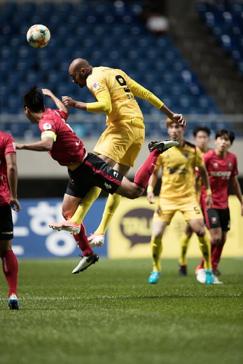 ▲지난 6월16일 부천FC전 펠리페 헤더/사진제공=광주FC