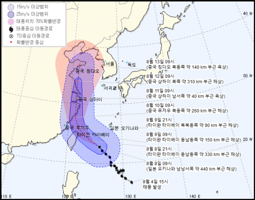 제9호 태풍 '레끼마' 경로. /사진=기상청 제공