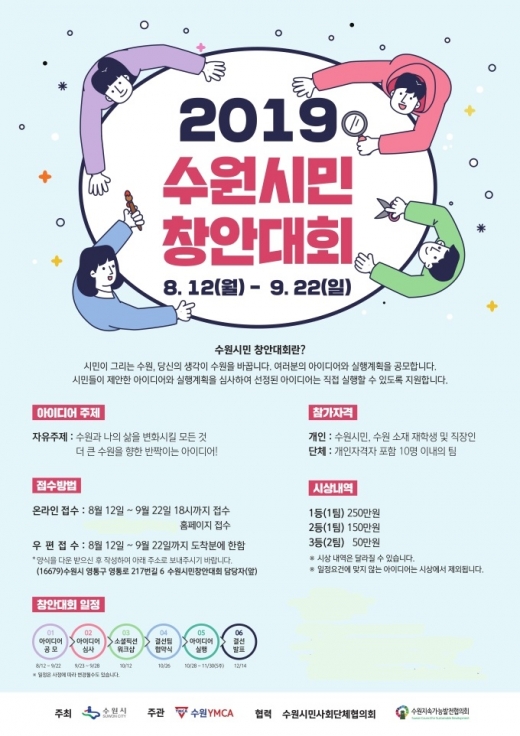 수원시, ‘2019 수원시민 창안대회’ 모집 포스터. / 자료제공=수원시