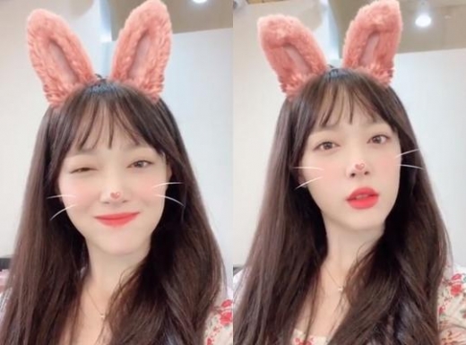 설리, 토끼로 변신 '인간 복숭아'