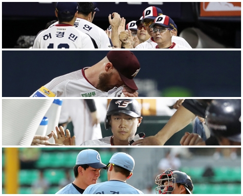 (맨 위부터) 두산 베어스, 키움 히어로즈 투수 에릭 요키시, 한화 이글스 외야수 장진혁, 롯데 자이언츠 투수 김원중(4번째사진 맨왼쪽). /사진=뉴스1