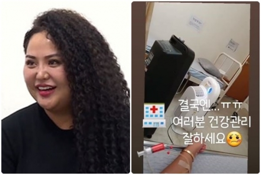 홍선영 링거./사진=미우새 방송캡처, 홍선영 인스타그램 캡처