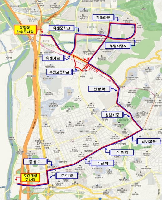 성남시 331번 노선도. / 자료제공=성남시