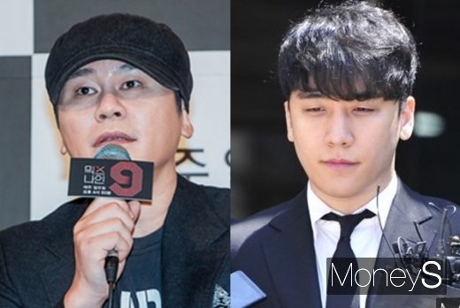 양현석 전 YG엔터테인먼트 전 대표(왼쪽)와 승리. /사진=jtbc 제공, 장동규 기자     