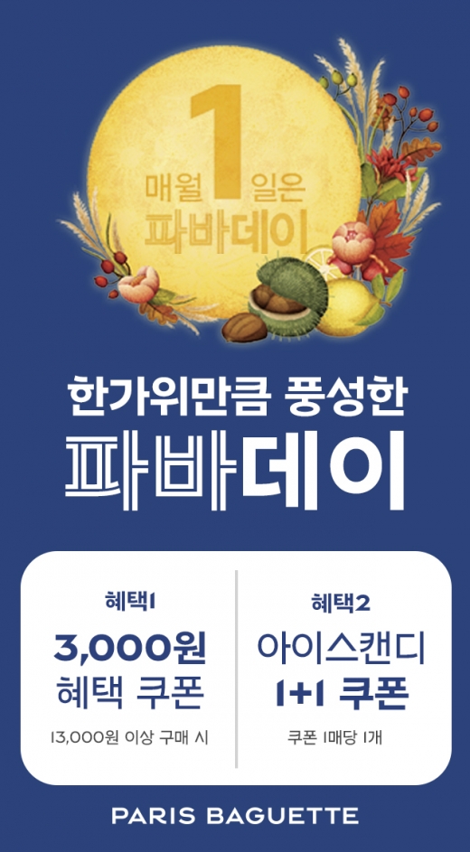 파리바게뜨, 9월 '파바데이' 프로모션… 3000원 쏜다